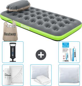Materasso gonfiabile Bestway - 1 persona - 99 x 188 x 22 cm - grigio/verde - accessori inclusi
