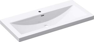 Doporro Lavabo ad Incasso Soprapiano Lavabo Bagno da Appoggio Rettangolare 100x48x13 cm Bianco Lucido, Lavandino in Marmoresina con Foro Rubinetto e Troppopieno Colossum01