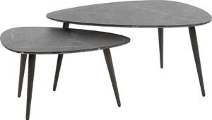 Mariola Set di 2 tavolini 80x44 cm-nero-marrone