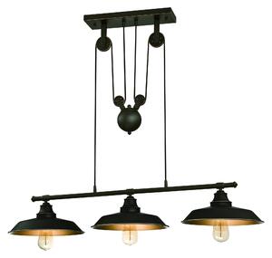 Lampada a sospensione a tre luci Iron Hill bronzo oliato