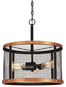 Lampada a sospensione a tre luci Emelie in bronzo oliato