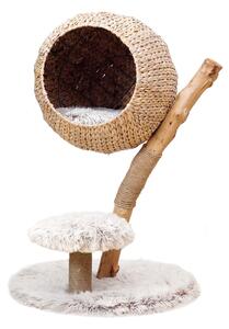 Fudajo tiragraffi di design con cesto per gatti alto 83 cm, tiragraffi di design per gatti con cesto per gatti in vimini, albero per gatti in legno con peluche
