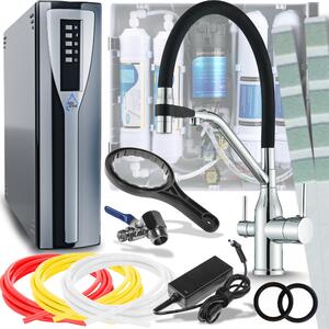 Rubinetto da cucina a 3 vie Ari Magneto con doccetta estraibile magnetica, canna girevole 360 gradi, per acqua filtrata, cromato argento