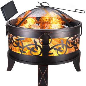 Gardebruk Braciere Rotondo Ø 67cm Acciaio Parascintille Attizzatoio Bracieri da Esterno Giardino