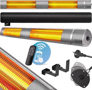 MONZANA® Stufa Elettrica a Infrarossi 3 Livelli di Calore 3000W Inclinabile di 90° Telecomando App IP55 Stufetta Fungo