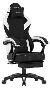 Sedia da gioco Huzaro Force 3.7 bianca, schienale regolabile, cuscino lombare e cervicale, poggiapiedi, braccioli morbidi, rotelle silenziose