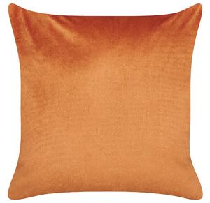 Set di 2 cuscini di velluto di colore arancione e dorato con motivo foglia 45 x 45 cm glamour soggiorno camera da letto Beliani