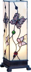 Lampada da tavolo Tiffany Clayre & Eef 12x12x35 cm Farfalla in vetro rosa bianco