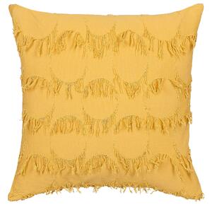 Set di 2 cuscini in poliestere giallo con nappe 45 x 45 cm stile boho camera da letto soggiorno Beliani