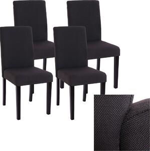 Set di 4 sedie per sala da pranzo Sedia da cucina Littau ~ tessuto, nero, gambe scure