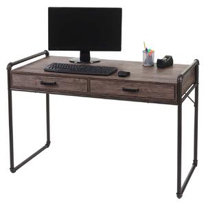 Scrivania MCW-F58, scrivania da ufficio, scrivania per computer, design industriale, dimensioni 75x120x60 cm, struttura 3D, colore marrone