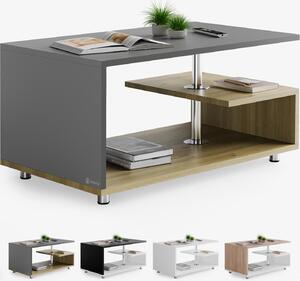 CASARIA® Tavolino Orlando 95x55x50cm 3 Ripiani Legno Regolabile in Altezza Tavolo Basso da Caffé Salotto da Divano Design Moderno