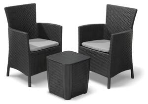 Set Tavolino e 2 Poltrone da Giardino Effetto Rattan Keter Iowa Balcony Antracite