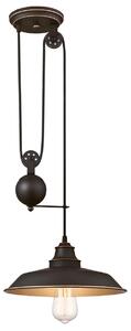 Lampada a sospensione a fiamma singola Iron Hill in bronzo oliato con tirante a fune