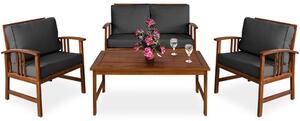 Casaria Salotto da Giardino Atlas 4 Pz. Acacia Certificato FSC® Mobili da Esterno Lounge Antracite