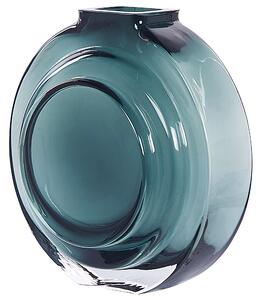 Vaso decorativo in vetro di colore turchese forma rotonda 27cm stile moderno minimalista Beliani