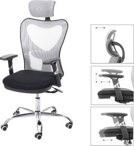 Sedia da ufficio HWC-F13, sedia da scrivania girevole, funzione scorrevole portata 150 kg tessuto/tessuto ~ nero/grigio