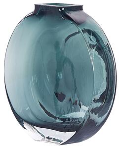 Vaso decorativo in vetro di colore turchese forma rotonda 27cm stile moderno minimalista Beliani