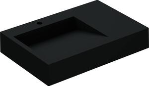 Doporro Lavabo da Appoggio Rettangolare, Lavabo Sospeso con Foro Rubinetto in Marmo Resina Antracite Opaco 75x50x13cm, Lavandino Bagno Colossum11-750