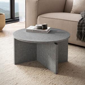 WOHNLING tavolino 60x60x33 cm grigio tavolino da divano in look cemento design moderno tavolino da salotto rotondo tavolino piccolo tavolino da salotto tavolino laterale