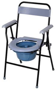 HomCom Sedia WC Pieghevole con Vaso Rimovibile per Anziani e Disabili in Tubi di Ferro e Plastica, 52x50x75cm