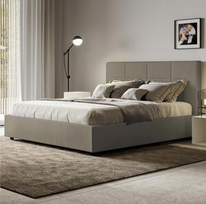Letto Matrimoniale alla Francese giroletto imbottito Modello MIKA Dimensioni 140x190 cm Testata con trame geometriche rettangolari Bassa Colore Cappuccino