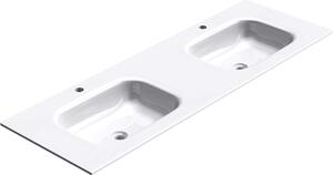 Doporro Lavabo da Incasso 120 cm Doppia Vasca in Marmoresina Bianco Lucido, Lavabo Bagno Integrale Soprapiano con Troppopieno Colossum04