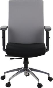 Sedia da ufficio ergonomica girevole RIVERTON F/L/AL, braccioli regolabili, base in alluminio, seduta scorrevole (avanti-indietro), nero/grigio