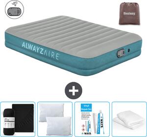 Materasso gonfiabile Bestway Alwayszair - 2 persone -152 x 203 x 36 cm - Grigio/Blu - Accessori inclusi