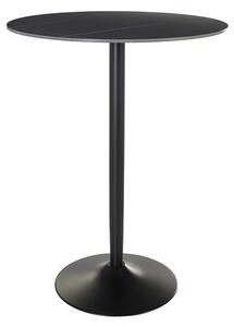 Tavolo alto design rotondo in ceramica nera e metallo D80 cm MALOU
