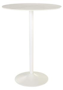 Tavolo alto di design rotondo in ceramica bianca e metallo D80 cm MALOU