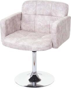 Sedia da pranzo Orlando, sedia girevole, Similcuoio scamosciata cromata certificata MVG ~ vintage grigio chiaro