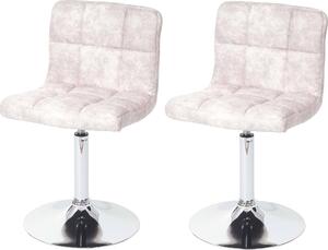 Set di 2 sedie per sala da pranzo Kavala, sedia girevole, Similcuoio scamosciata cromata ~ vintage grigio chiaro