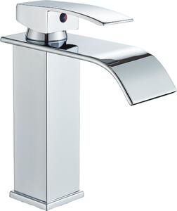 Rubinetto per lavabo, rubinetto da bagno a cascata, da appoggio, cromato, ad alta pressione, con regolazione della portata e della temperatura dell'acqua