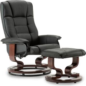 Poltrona Relax MCombo 9019 con Poggiapiedi – Girevole a 360° e Reclinabile – Ecopelle Nera