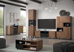 Tavolino Trendteam in rovere Kraft tabacco/nero melamina opaca Kendo 110x44x60 cm