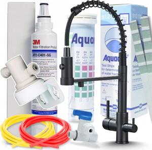 Miscelatore da cucina a 3 vie Ari Solid Spring, nero opaco, con sistema di filtrazione dell'acqua da incasso 3M AP2-C405-SG