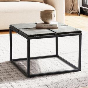 Tavolino in vetro metallo 58x58x43,5 cm tavolino nero, tavolino design soggiorno quadrato, tavolino moderno, tavolino soggiorno | Wohnling