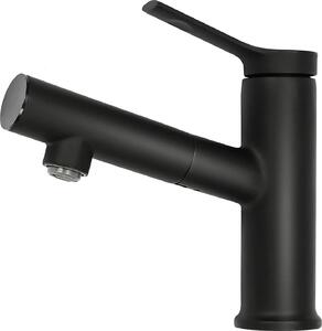 Rubinetto per lavabo - Miscelatore monocomando - Doccetta estraibile - Monocomando - Cartuccia in Vetroceramica - Ottone/nylon/acciaio inossidabile - Attacco inferiore - Foro di montaggio 30-35 mm - Nero