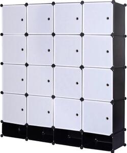 Armadio portaoggetti - Pieghevole - Armadio con 2 appendiabiti - Organizzatore - 165x148x35 cm - Bianco e nero