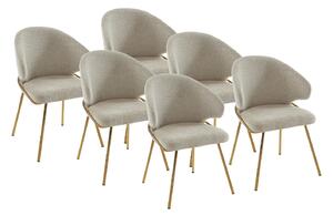 Sedia in Tessuto e Metallo Dorato Beige - Lotto di 6 - LUXIVA