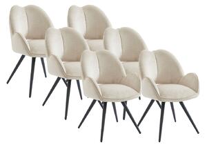 Sedia girevole con braccioli in Tessuto e Metallo Nero Beige - Lotto di 6 - GULSUN della Maison Céphy