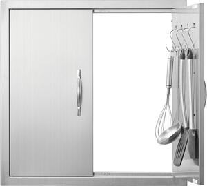 Porta di accesso al barbecue - 610 x 610 mm - Doppia porta per cucina esterna - Porta in acciaio inox - Porta verticale con maniglie e ganci - Isola barbecue, stazione barbecue, mobile esterno