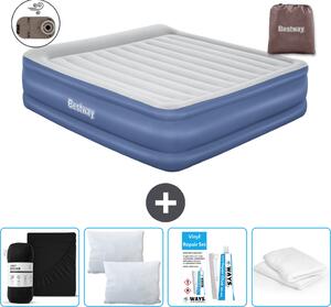 Materasso gonfiabile Bestway - 2 persone - 193 x 203 x 56 cm - Grigio/Blu - Accessori inclusi