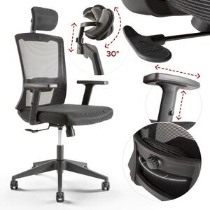 AREBOS Sedia ergonomica per ufficio, sedia da scrivania con poggiatesta regolabile, braccioli, supporto lombare, sedia girevole, adatta alla schiena, 136 kg