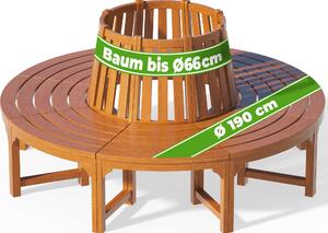 Casaria® Panchina da Giardino Resistente in Legno di Eucalipto Certificato FSC® Ø 190 cm Portata 160 kg per Seduta Panca da Esterno Rotonda Alberi