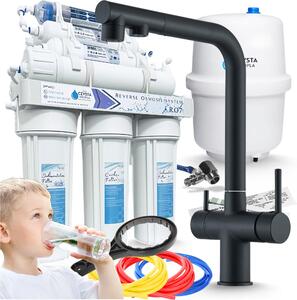 Filtro per l'acqua RO7, miscelatore da cucina a 3 vie Venom estraibile, nero