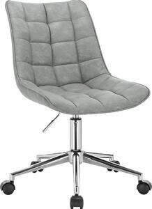 Sedia da ufficio ergonomica Deluxe – Pelle finta – Con poggiapiedi – Grigia – Regolabile in altezza