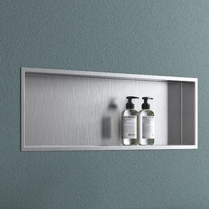 Doporro Nicchia Doccia a Parete 30x90x8.3cm, Nicchia Bagno Doccia a Muro a Incasso in Acciaio Inox, Argento