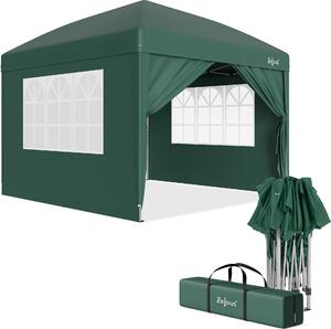 Gazebo pieghevole Zelsius 3x3 m con pareti laterali, verde, gazebo pieghevole UV30, tenda da giardino pieghevole